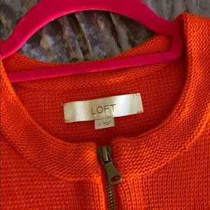 Ann Taylor LOFT orange zipper sweater 3/4 length